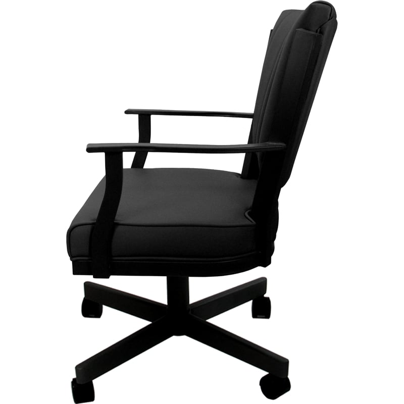 Leather Montana Dining Caster Chair Swivel Tilt - Black on Black Frame