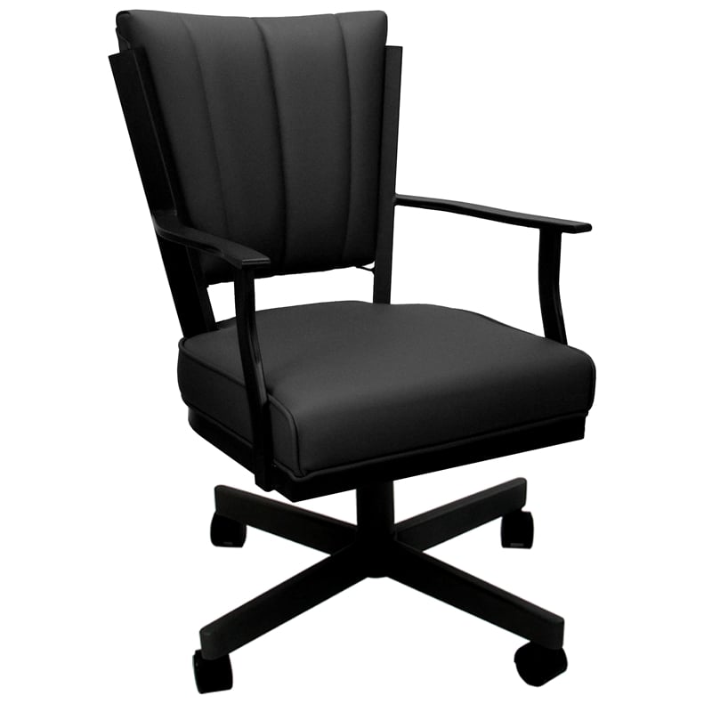 Leather Montana Dining Caster Chair Swivel Tilt - Black on Black Frame