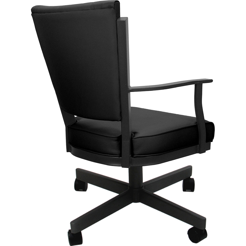 Leather Montana Dining Caster Chair Swivel Tilt - Black on Gray Frame