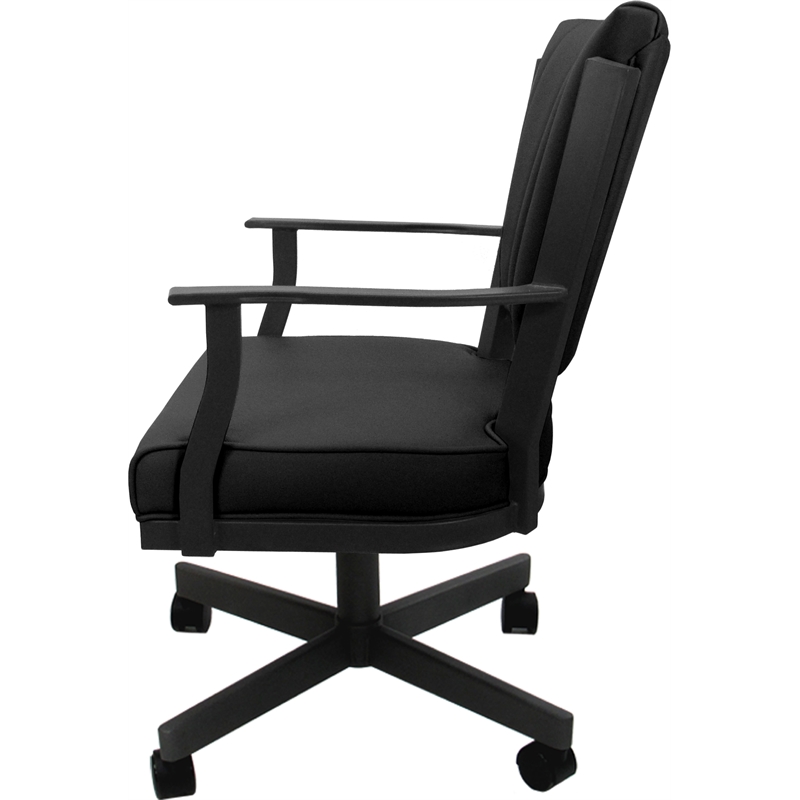 Leather Montana Dining Caster Chair Swivel Tilt - Black on Gray Frame