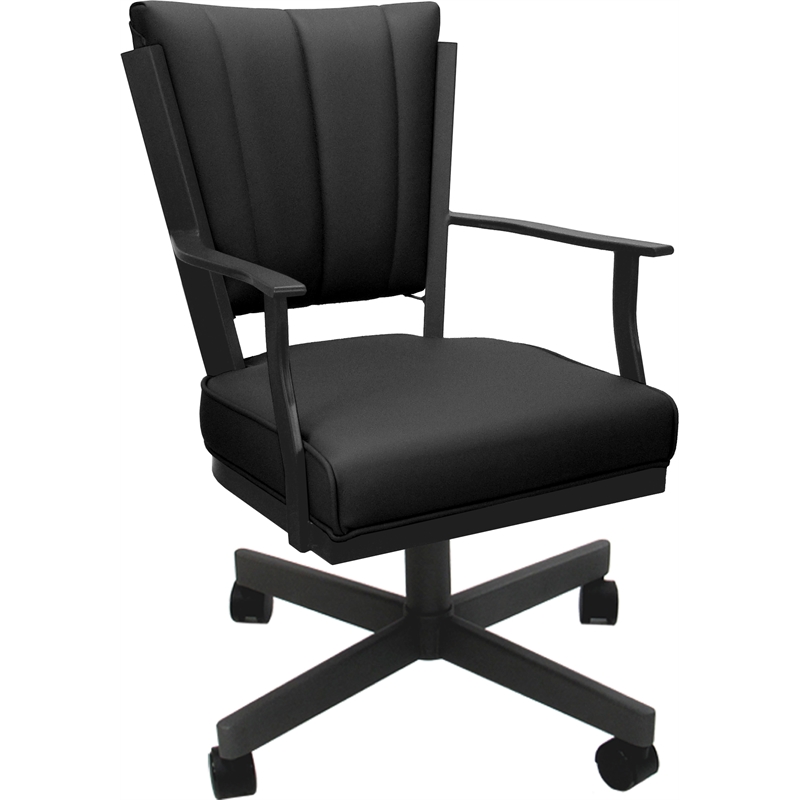 Leather Montana Dining Caster Chair Swivel Tilt - Black on Gray Frame