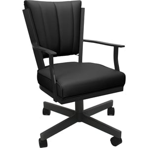 Leather Montana Dining Caster Chair Swivel Tilt - Black on Gray Frame