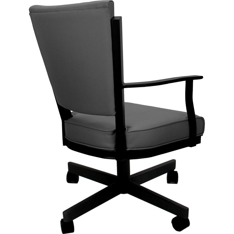 Leather Montana Dining Caster Chair Swivel Tilt - Gray on Black Frame
