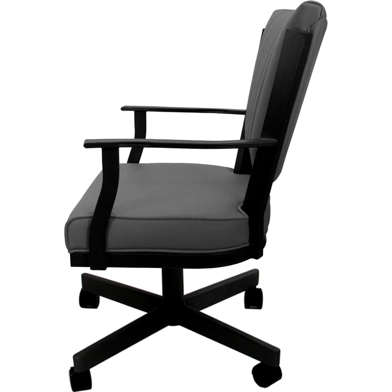 Leather Montana Dining Caster Chair Swivel Tilt - Gray on Black Frame