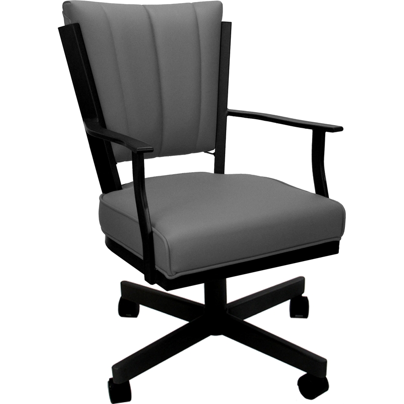 Leather Montana Dining Caster Chair Swivel Tilt - Gray on Black Frame