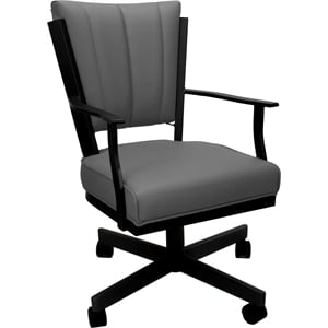 Leather Montana Dining Caster Chair Swivel Tilt - Gray on Black Frame