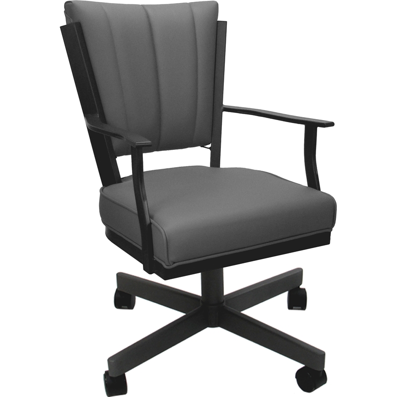 Leather Montana Dining Caster Chair Swivel Tilt - Gray on Gray Frame