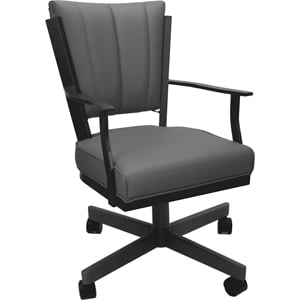Leather Montana Dining Caster Chair Swivel Tilt - Gray on Gray Frame