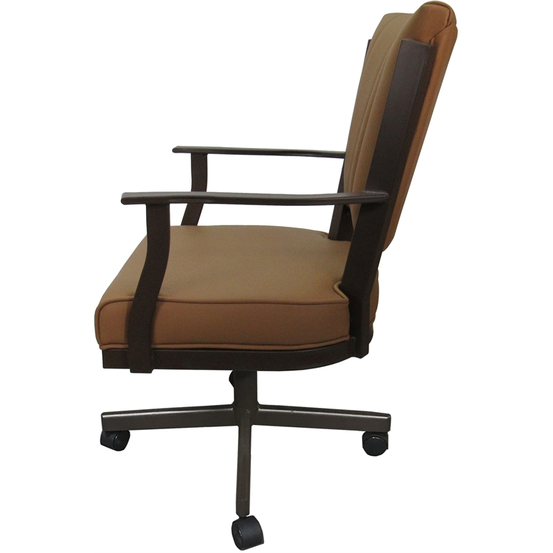 Leather Montana Dining Caster Chair Swivel Tilt - Brown on Brown