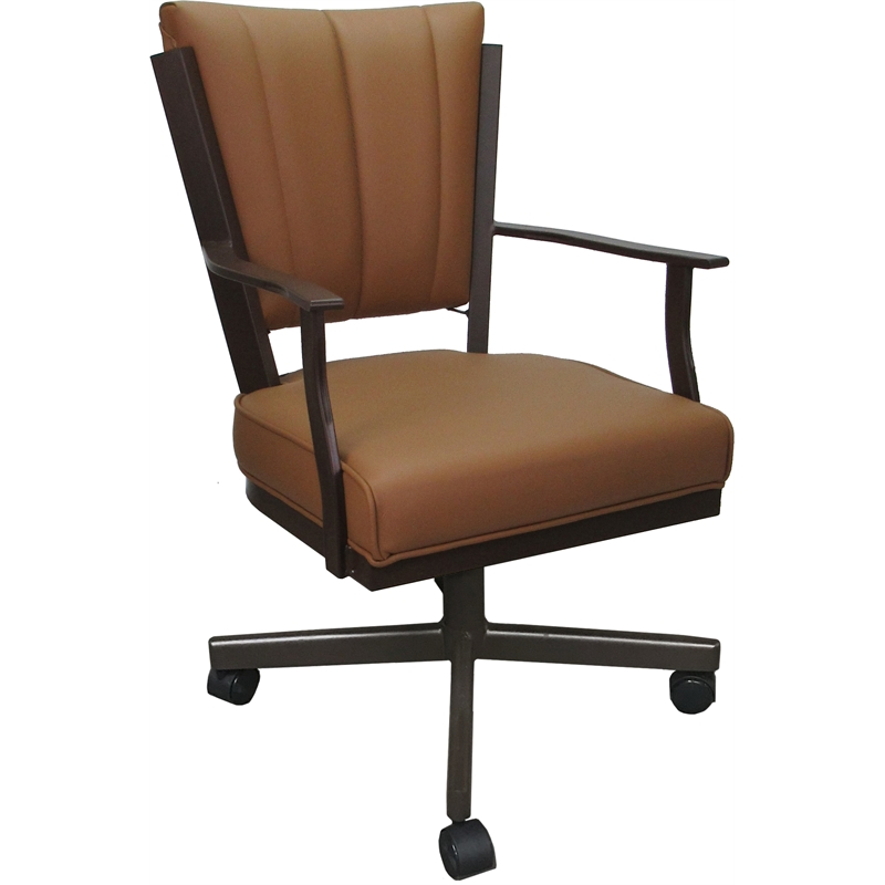 Leather Montana Dining Caster Chair Swivel Tilt - Brown on Brown