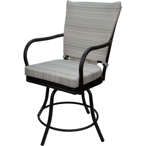 Outdoor/Indoor Patio Dining Chair - Ofir Arms - Natural Fun Cream Fabric - Black