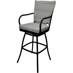 Outdoor or Indoor Counter Stool 26&quot Seat - Ofir Arms - NF Cream Fabric - Black