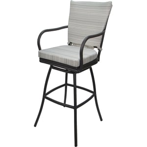 Outdoor or Indoor Extra Tall Bar Stool 34&quot Seat -Ofir Arms - Cream Fabric - Gray