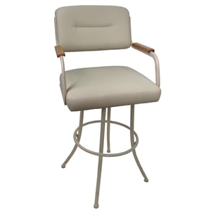 Swivel Metal Bar Stool 30&quot Seat - M-114 - Beige Vinyl - Beige Natural