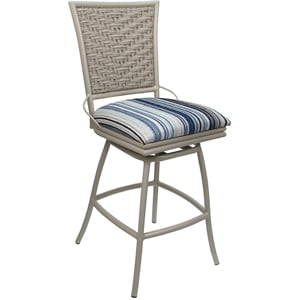 Outdoor Indoor Counter Bar Stool 26&quot Erin Armless- Driftwood Blue Fabric - Beige