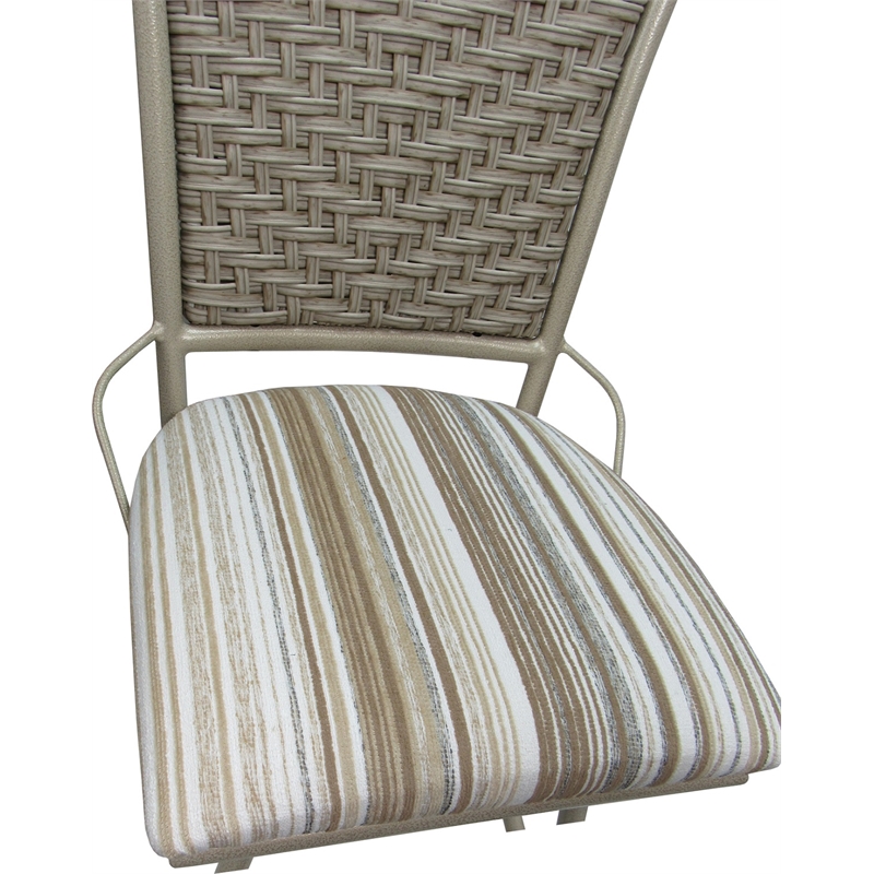 Outdoor Indoor Swivel Bar Stool - Erin Armless - Driftwood White Fabric - Beige