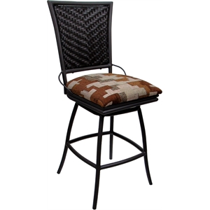 Outdoor Indoor Counter Stool 26&quot Seat - Erin Armless - Terracotta Fabric - Black