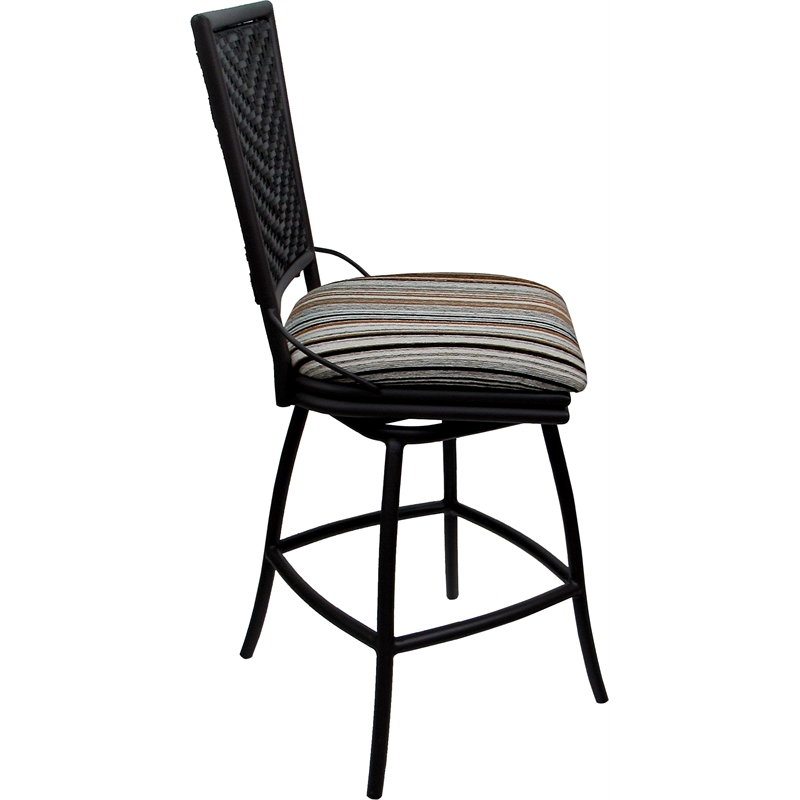 Outdoor Indoor Counter Bar Stool -Erin Armless - Driftwood Nutmeg Fabric - Black