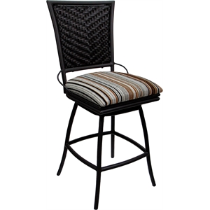 Outdoor Indoor Counter Bar Stool -Erin Armless - Driftwood Nutmeg Fabric - Black