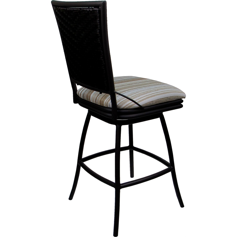 Outdoor Indoor Counter Bar Stool - Erin Armless - Driftwood White Fabric - Black