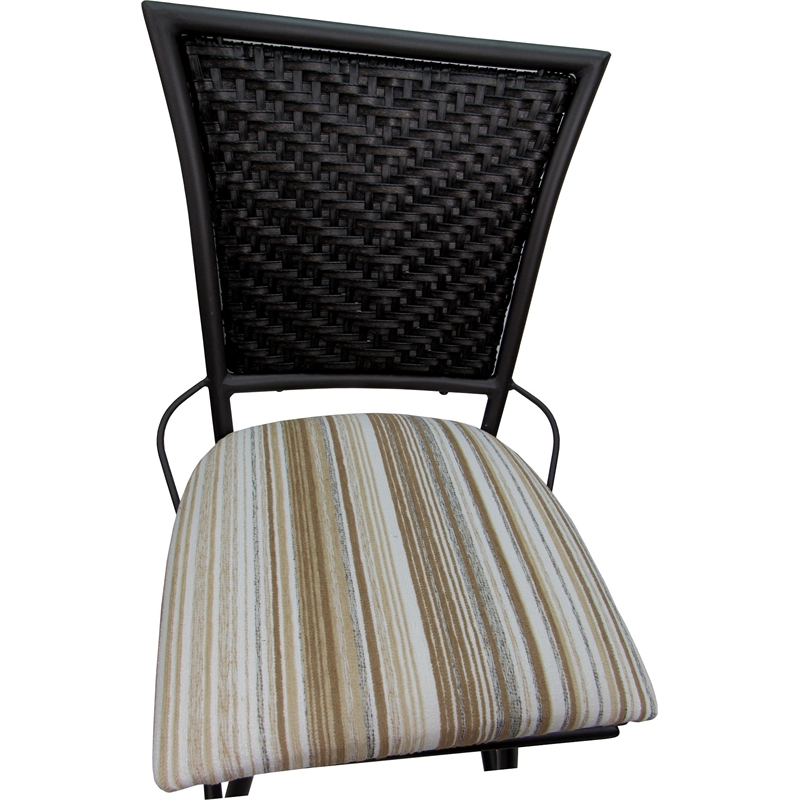 Outdoor Indoor Counter Bar Stool - Erin Armless - Driftwood White Fabric - Black