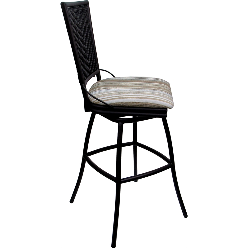 Outdoor Indoor Counter Bar Stool - Erin Armless - Driftwood White Fabric - Black