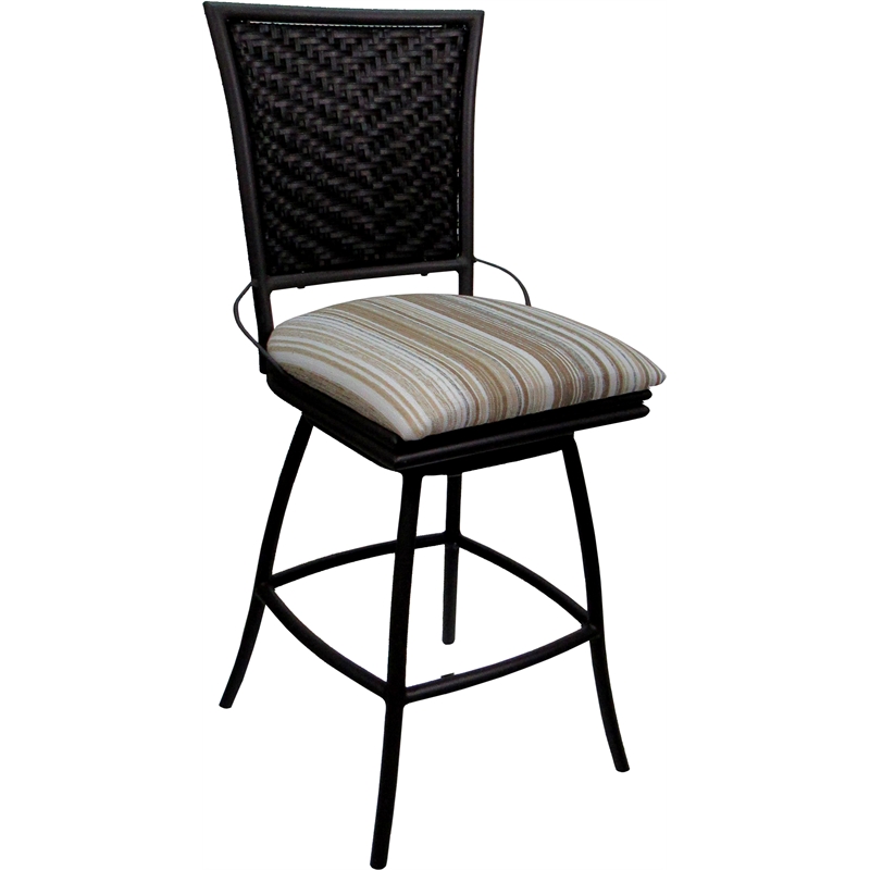 Outdoor Indoor Counter Bar Stool - Erin Armless - Driftwood White Fabric - Black