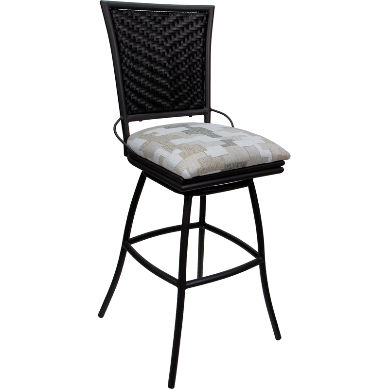 Outdoor Indoor Swivel Bar Stool - Erin Armless - Craftsman White Fabric - Black