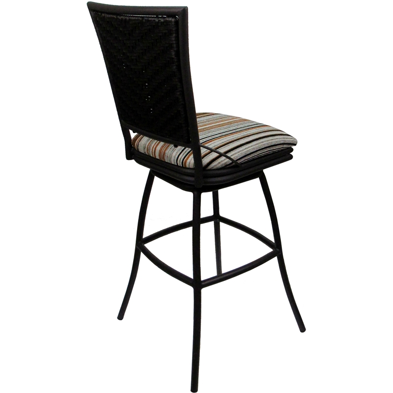 Outdoor Indoor Swivel Bar Stool - Erin Armless - Driftwood Nutmeg Fabric - Black