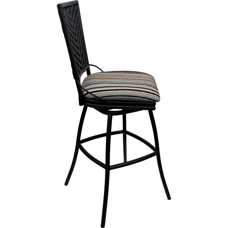 Outdoor Indoor Swivel Bar Stool - Erin Armless - Driftwood Nutmeg Fabric - Black