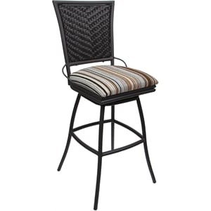 Outdoor Indoor Swivel Bar Stool 30&quot Erin Armless- Driftwood Nutmeg Fabric - Gray