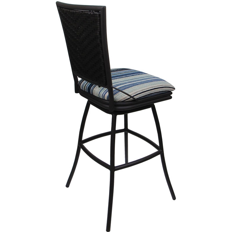 Outdoor Indoor Extra Tall Bar Stool -Erin Armless - Driftwood Blue Fabric - Gray