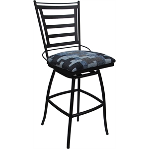 Aluminum Outdoor Counter Stool 26&quot Jenna Armless- Craftsman Flint Fabric - Black