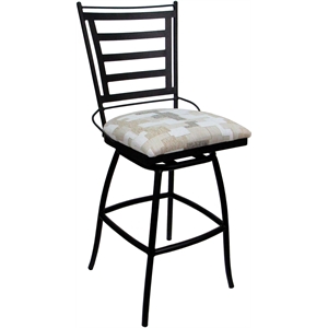 Aluminum Outdoor Counter Bar Stool 26&quot Jenna NO Arms - Craft White Fabric- Black