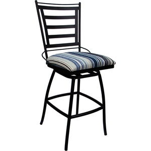 Aluminum Outdoor Counter Bar Stool 26&quot Jenna NO Arms - Drift Blue Fabric - Black