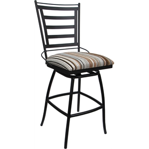 Aluminum Outdoor Counter Bar Stool 26&quot Jenna NO Arms -Drift Nutmeg Fabric- Black