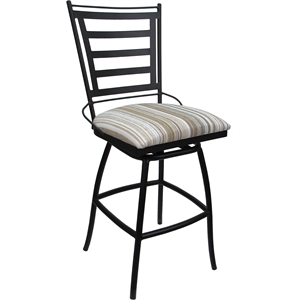 Aluminum Outdoor Counter Bar Stool 26&quot Jenna NO Arms - Drift White Fabric- Black