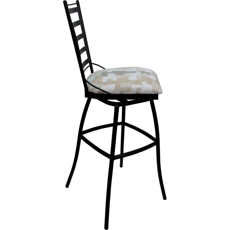 Aluminum Outdoor Swivel Bar Stool Jenna Armless - Craftsman White Fabric - Black