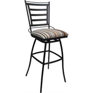 Aluminum Outdoor Swivel Bar Stool 30&quot Jenna NO Arms - Drift Nutmeg Fabric- Black