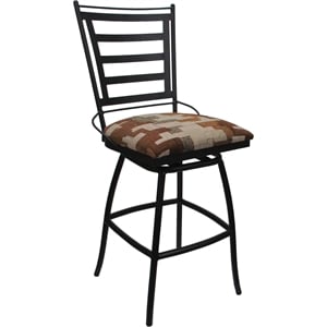 Aluminum Outdoor Counter Bar Stool 26&quot Jenna Armless - Terracotta Fabric - Black