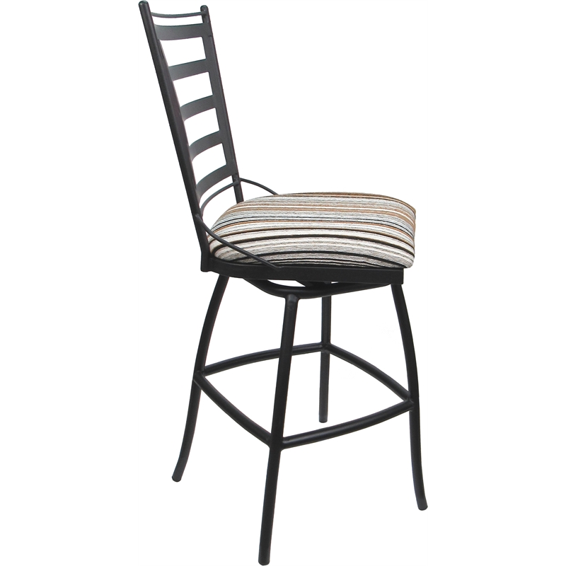 Outdoor Indoor Counter Bar Stool -Jenna Armless - Driftwood Nutmeg Fabric - Gray