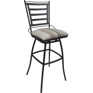 Outdoor Indoor Swivel Bar Stool 30&quot Jenna Armless- Driftwood White Fabric - Gray