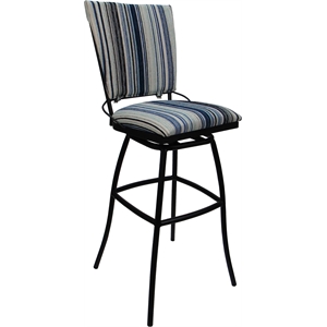 Outdoor Indoor Swivel Bar Stool Jenna PB Armless - Driftwood Blue Fabric - Black