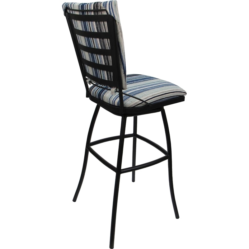 Outdoor Indoor Extra Tall Stool Jenna PB Armless - Driftwood Blue Fabric - Black