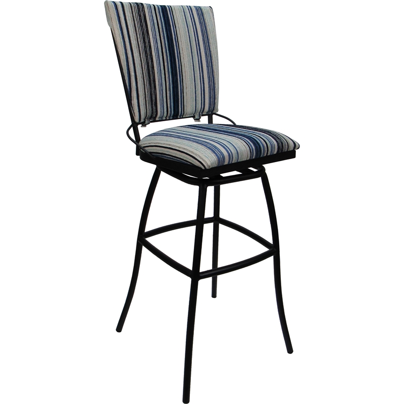 Outdoor Indoor Extra Tall Stool Jenna PB Armless - Driftwood Blue Fabric - Black