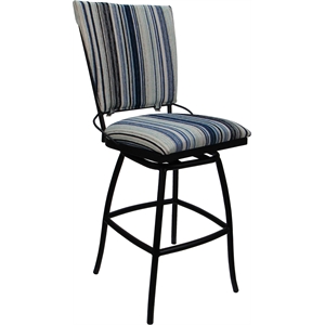 Outdoor Indoor Counter Bar Stool Jenna PB Armless- Driftwood Blue Fabric - Black