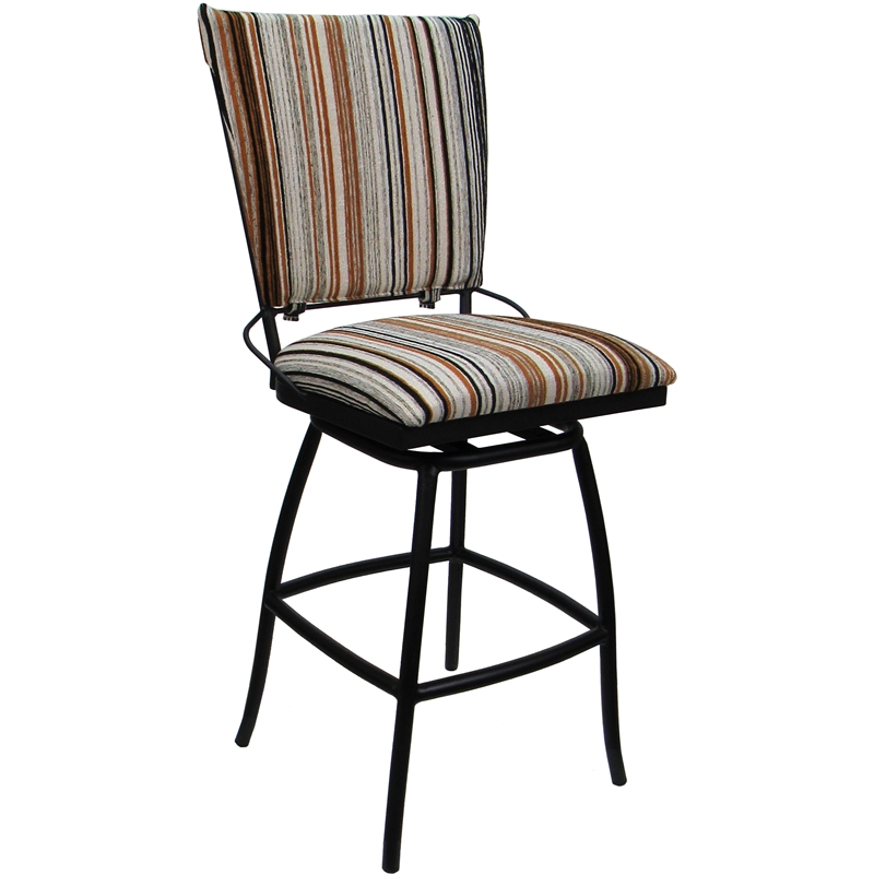 Outdoor Indoor Counter Bar Stool Jenna PB Armless Driftwood Nutmeg Fabric -Black