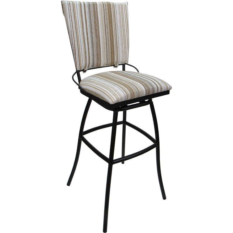 Outdoor Indoor Extra Tall Stool Jenna PB Armless- Driftwood White Fabric - Black
