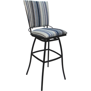 Outdoor Indoor Extra Tall Stool -Jenna PB Armless - Driftwood Blue Fabric - Gray