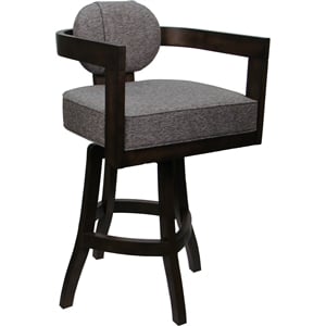 Swivel Wood Counter Stool 26&quot Seat -Kadir Plus- Mojave Gray Fabric - Dark Walnut